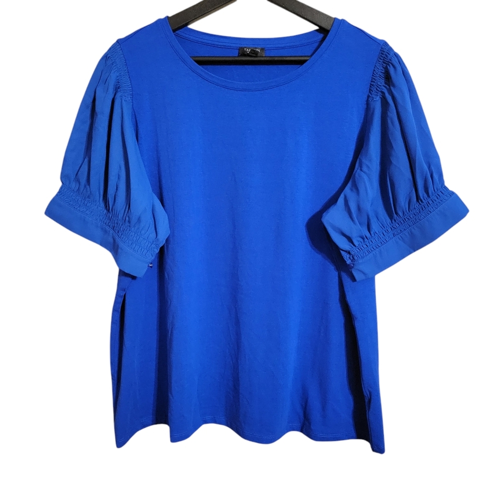 Talbots Blue Puff Sleeve Top